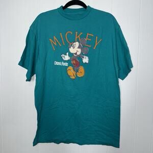 Mickey Unlimited Vintage 90s Mickey Mouse T Shirt Orlando Florida Teal Size M/L?